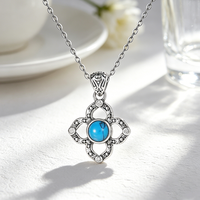 Collier trèfle à quatre feuilles en argent sterling 925 Moyu Jewelry, chaîne inoxydable, collier avec pierre turquoise pour femmes