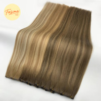 Ekstensi Rambut Super Double Drawn Berkualitas Profesional untuk Salon, Genius Weft, Rambut Virgin Silky Straight Wave Warna Terang