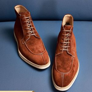 Bottes Chelsea décontractées pour hommes, faites à la main, design rétro, imperméables, respirantes, en cuir de vachette, à enfiler, pour l'extérieur - Product Image 6