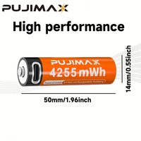 PUJIMAX 8Pcs Baterai Lithium Ion Isi Ulang Tipe-C AA 1.5V Kapasitas Tinggi 4255mWh 1500 Siklus dengan Indikator & Kabel Pengisian Daya