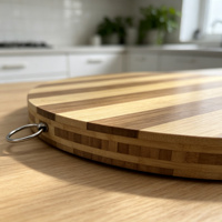 Planche à pain en bambou naturel à rayures zébrées avec plateau à miettes pour la boulangerie, la découpe, le service quotidien du petit-déjeuner, des toasts et une utilisation matinale