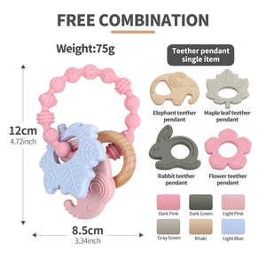 <span class=keywords><strong>Anneau</strong></span> de <span class=keywords><strong>Dentition</strong></span> en Bois en Silicone pour Bébé de 0 à 6 Mois - Product Image 5