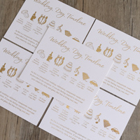 Cartes de menu de mariage en papier blanc élégant personnalisées DIY Handmade Gold Foil Event Programs Timelines Featuring Anime Craft Music Angel
