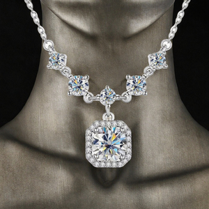 Collier de mode classique carré XMZ075 en moissanite avec chaîne en argent 925, cadeau personnalisé raffiné pour femme - Product Image 3