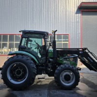 Traktor 120HP Laris Manis, Traktor Kebun Roda dengan Loader Depan, Backhoe, Bajak, dan Trailer