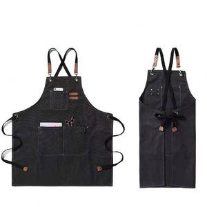 Adjustable Custom Print Logo Design Cotton Polyester Pure Color Black Cooking Food Man Women Garden Bib Chef <b>Kitchen</b> <b>Apron</b> - Product Image 3