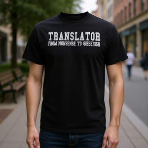 T-shirt Translator From Nonsense To Gibberish nera per adulti unisex - Product Image 3