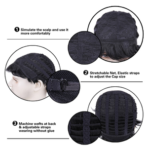 Parrucche Sintetiche Corte Nere a Strati Parrucche Complete per Uso Quotidiano per Uomini - Product Image 6