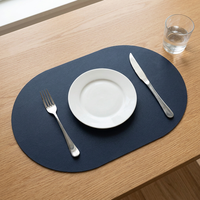 Set de table ovale en cuir PVC, imperméable, résistant à l'huile, isolant thermique, style nordique, pour hôtels et restaurants