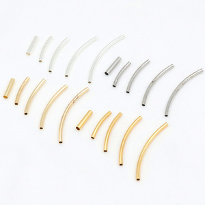 18k gold-plated <b>copper</b> curved and straight pipe connecting tube, hollow beaded <b>bracelet</b> and necklace DIY jewelry accessories - Product Image 1