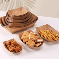 Vente en gros boîte d'emballage en papier kraft pour frites boîte sans origami papier pour frites BBQ Snack boîte bateau