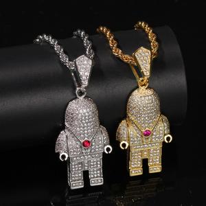<span class=keywords><strong>Collier</strong></span> d'astronaute connecté, pendentif d'astronaute CZ, en zircone cubique, de style rappeur pour garçons - Product Image 6