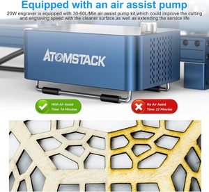 Máquina de Grabado y Corte Láser <span class=keywords><strong>ATOMSTACK</strong></span> X20 <span class=keywords><strong>A20</strong></span> S20 <span class=keywords><strong>PRO</strong></span> <span class=keywords><strong>130W</strong></span> con Kits de Asistencia de Aire, Punto de 0.08 * 0.1mm, Cortadora CNC DIY - Product Image 5