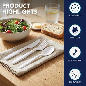 Knives <b>Forks</b> <b>Spoons</b> Utensils Heavy Duty Flatware Disposable PLA Cutlery <b>Set</b> - Product Image 2