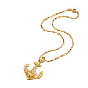 yunnique Stainless Steel Anchor Pendant Necklace With Zirconia Pave Setting For Women Gift Jewelry 18K Gold And Silver Tone - Product Image 5
