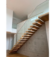 Escalier flottant intérieur personnalisé à faire soi-même avec marches en bois/verre, installation pratique pour appartement, directement du fournisseur