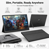 Monitor Portátil USB-C de 15.6 Pulgadas, 1920x1080 IPS, Pantalla de Viaje para Laptop, PC, Teléfono, Consola de Juegos, con Cubierta Inteligente y Soporte