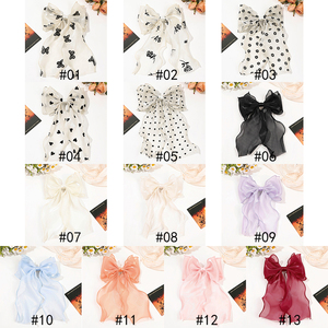 Jepit rambut pita Organza Eropa Amerika dengan pita warna polos pita simpul kupu-kupu jepit rambut kualitas tinggi - Product Image 5
