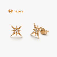 Boucles d'oreilles en diamant de laboratoire, en or massif 14 carats, avec tige de piercing labret à filetage interne en métal éternel, lot de piercings en or