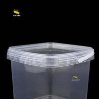 Boîte à biscuits carrée IML de qualité alimentaire 5L/169oz Récipient à biscuits en plastique Seau à crème glacée carré IML