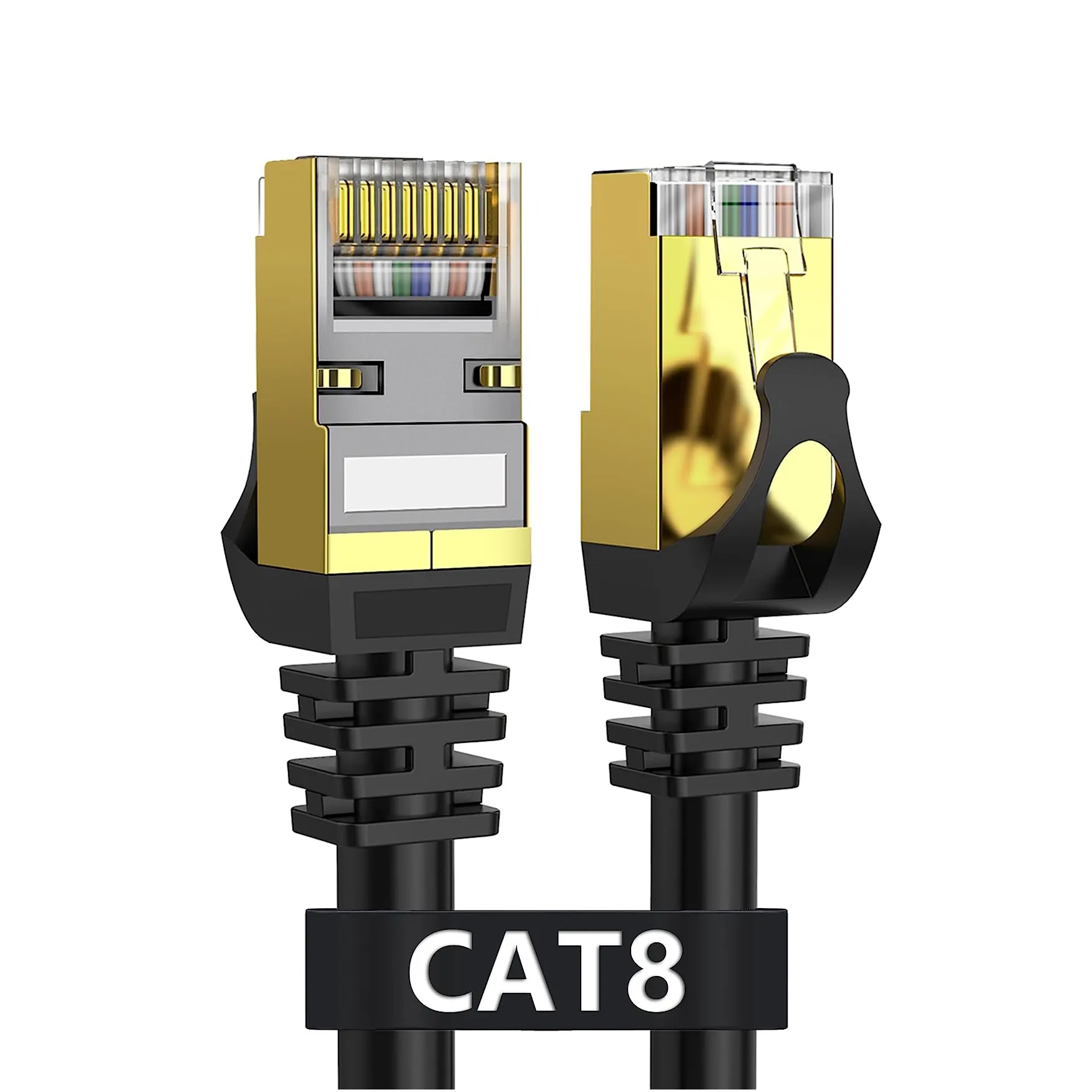Cat8 Ethernet כבל, חיצוני & מקורה, כבד החובה גבוהה מהירות 26AWG Cat8 LAN רשת כבל 40Gbps, 2000Mhz עם זהב מצופה RJ