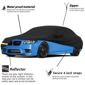 Fundas Impermeables para Automóviles, Personalizadas para BMW Serie 5 2004-2022, 100% Impermeables y Resistentes al Viento, con Correa y Cierre de Doble Puerta - Product Image 2