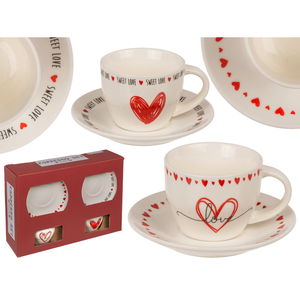 New Bone China Espresso set, Coeurs, pour 2, 4 pcs - Product Image 1