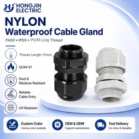 Passe-câble étanche Hongjin PG/M-type 15 mm en nylon avec filetage long et verrouillage pour câbles de 3 à 6,5 mm, IP68, -40°C à +120°C, certifié CE
