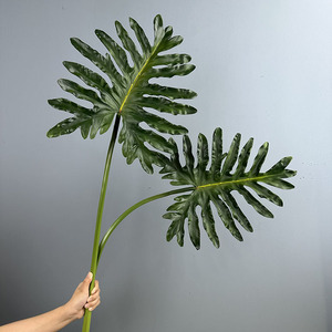 Hoja Artificial de Filodendro de PU de 90cm x 69cm, Hoja Falsa de <span class=keywords><strong>Xanadu</strong></span>, Tallo de Vegetación Tropical para Florero de Piso, Decoración de <span class=keywords><strong>Hotel</strong></span> y Bodas - Product Image 1