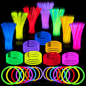 Lot de 100 bâtons lumineux néon de 8 pouces en gros, bracelets LED et lunettes lumineuses pour Halloween, Noël, Nouvel An, cadeaux de fête - Product Image 1