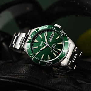 นาฬิกาข้อมือผู้ชาย I&W SII NH36 ระบบออโตเมติกหรูหรา เครื่อง <span class=keywords><strong>Seiko</strong></span> สีเขียว Water Ghost กันน้ำลึก 100 เมตร สำหรับดำน้ำและเล่นกีฬา พร้อมฟังก์ชั่น GMT - Product Image 6