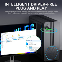 VegGieg 5G 2.4G Mini Adaptateur Wi-Fi 6 AX1800 Sans Pilote USB Externe Récepteur Wi-Fi BT5.4 2-en-1 pour Ordinateur Portable et Ordinateur
