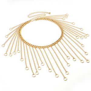 โซ่คาดเอวพู่ห้อยสีทอง สไตล์ฮิปฮอป แฟชั่นชายหาด โซ่คล้องตัว โลหะผสมสังกะสี แบบเส้นเดียว - Product Image 3