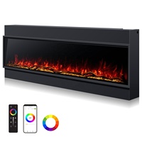 Cheminées électriques encastrables ultra-minces modernes haut de gamme RGB de 44 à 96 pouces, 8 couleurs, pour salon, hôtel, décoration