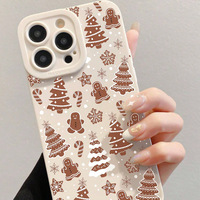 Mignon pain d'épice arbre de noël flocon de neige étui de téléphone portable pour iphone 17 16 Pro Max 15 14 13 12 11 couverture d'impression
