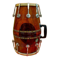 Dholak tipo tornillo, tambor Dholak tipo tornillo, cuerpo de madera con herrajes de afinación metálicos
