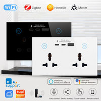 Prise double universelle/UK Alexa 16A 70W Chargeur rapide Tuya WiFi Prise intelligente avec 2 ports Type C 1 USB Panneau tactile pour les besoins domestiques