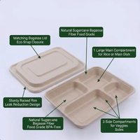 Gezonde Portie 4-Vaks Eco-vriendelijke 32 oz Suikerriet Bagasse Gedeelde Voedselcontainer voor Bento Box Schoolkantine