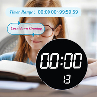 Jam dinding LED elektronik Remote Control, jam dinding LED elektronik dengan 2 kelompok Alarm, pengukur waktu Snooze kalender, lampu belakang untuk dekorasi ruang tamu dan rumah