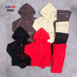 Set <span class=keywords><strong>Tuta</strong></span> Sportiva in Cotone Felpato con Cuciture a Contrasto e Logo Personalizzato, Stile Streetwear <span class=keywords><strong>Oversize</strong></span>, Completo 2 Pezzi con Felpa con Cappuccio, Abbigliamento Y2k per <span class=keywords><strong>Donna</strong></span> - Product Image 1
