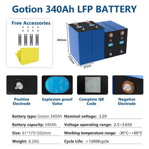 गोशन 340ah जीवन 4 3.2v बैटरी प्रिस्मेटिक लिथियम आयन 12000 साइकिल ग्रेड स्टड वेल्डेड बबर स्क्रू वास्तविक क्षमता 350h + - Product Image 2