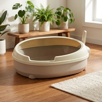 Bac à litière pour chat Good Pet de 20 L, grande capacité, facile à nettoyer, design ouvert confortable, en plastique