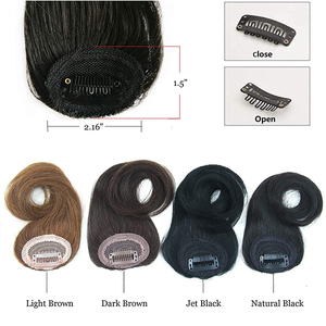 <span class=keywords><strong>Frange</strong></span> française à clipser, extensions de cheveux naturels avec <span class=keywords><strong>frange</strong></span> latérale dégradée pour femmes, blond foncé - Product Image 3