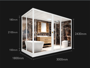 Kamar mandi prefabrikasi mewah siap dibuat Unit kamar mandi lengkap kamar mandi terintegrasi dengan bak mandi - Product Image 5