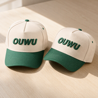 Casquette de baseball non structurée à 5 panneaux, color block, en coton, style streetwear, visière incurvée, respirante, logo personnalisé, multicolore, OEM