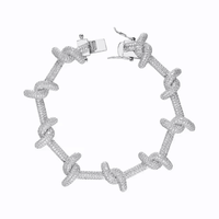 Mode 14K Plaqué Or Micro Incrusté Zircon Charme Rotin Bracelet Bracelets pour Hommes