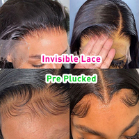 Perruques de cheveux humains lisses sans colle, fournisseur Alibaba, cheveux brésiliens vierges alignés, perruques frontales HD en dentelle pour femmes noires
