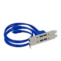 DFX 20Pin to Dual USB a Female PCI Bracket Cable 50cm, Blue 5Gbps Super Speed Internal Data Wire for Desktop Computer