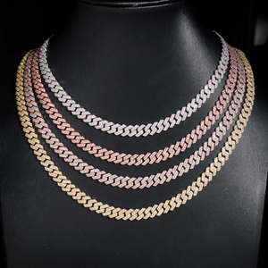 Hip Hop Người Đàn Ông 8Mm Prong Cuba Liên Kết Chuỗi Vòng Cổ Bling Iced out 2Row Moissanite S925 Bạc Hình thoi Cuba Vòng Cổ Trang Sức - Product Image 2