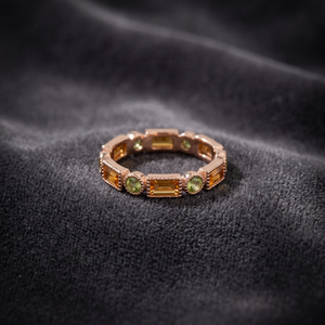 S925 Sterling Silver Gold Plated Bezel Setting Pink <b>Opal</b> Eternity <b>Ring</b> Customizable for Retail OEM ODM From Thailand - Product Image 3